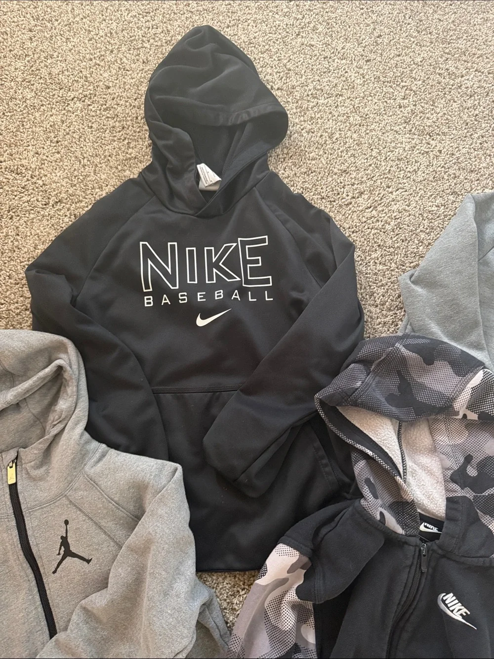 Nike Kids Black & Gray Camo Zip Hoodie
